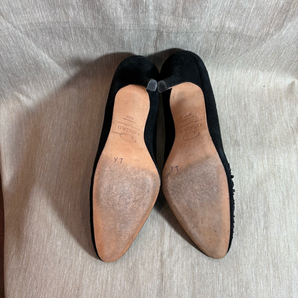 OSCAR DE LA RENTA Sz 8.5 Beaded Toe Cap  Classic Festive Pump Designer Shoes - Picture 9 of 10